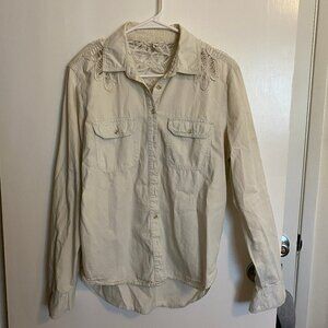 Aeropostale Light Wash Button Down Collared Long Sleeve Shirt w/Back Detailing